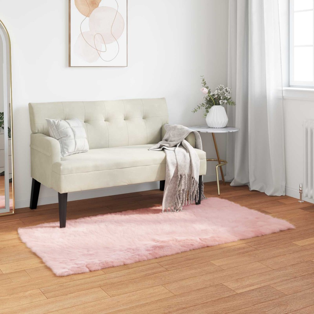 vidaXL Χαλί από τεχνητό πρόβειο δέρμα TAFALLA Ροζ 80 x 150 cm