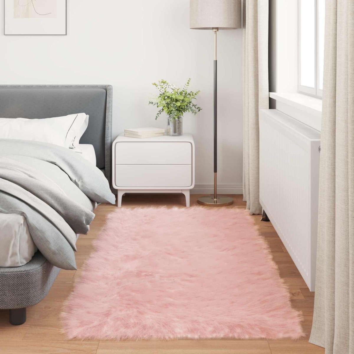 vidaXL Χαλί από τεχνητό πρόβειο δέρμα TAFALLA Ροζ 80 x 200 cm
