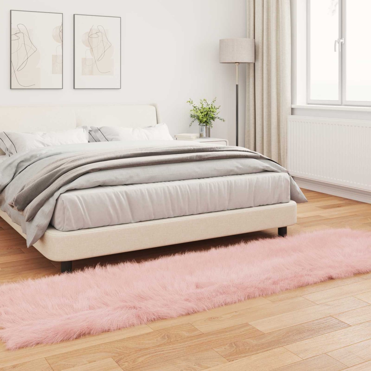 vidaXL Χαλί από τεχνητό πρόβειο δέρμα TAFALLA Ροζ 80 x 250 cm