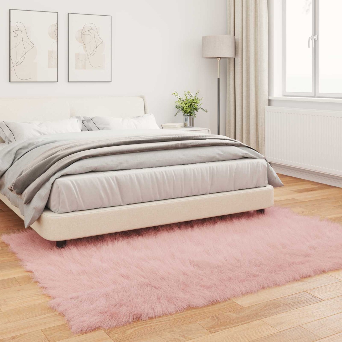 vidaXL Χαλί από τεχνητό πρόβειο δέρμα TAFALLA Ροζ 120 x 170 cm