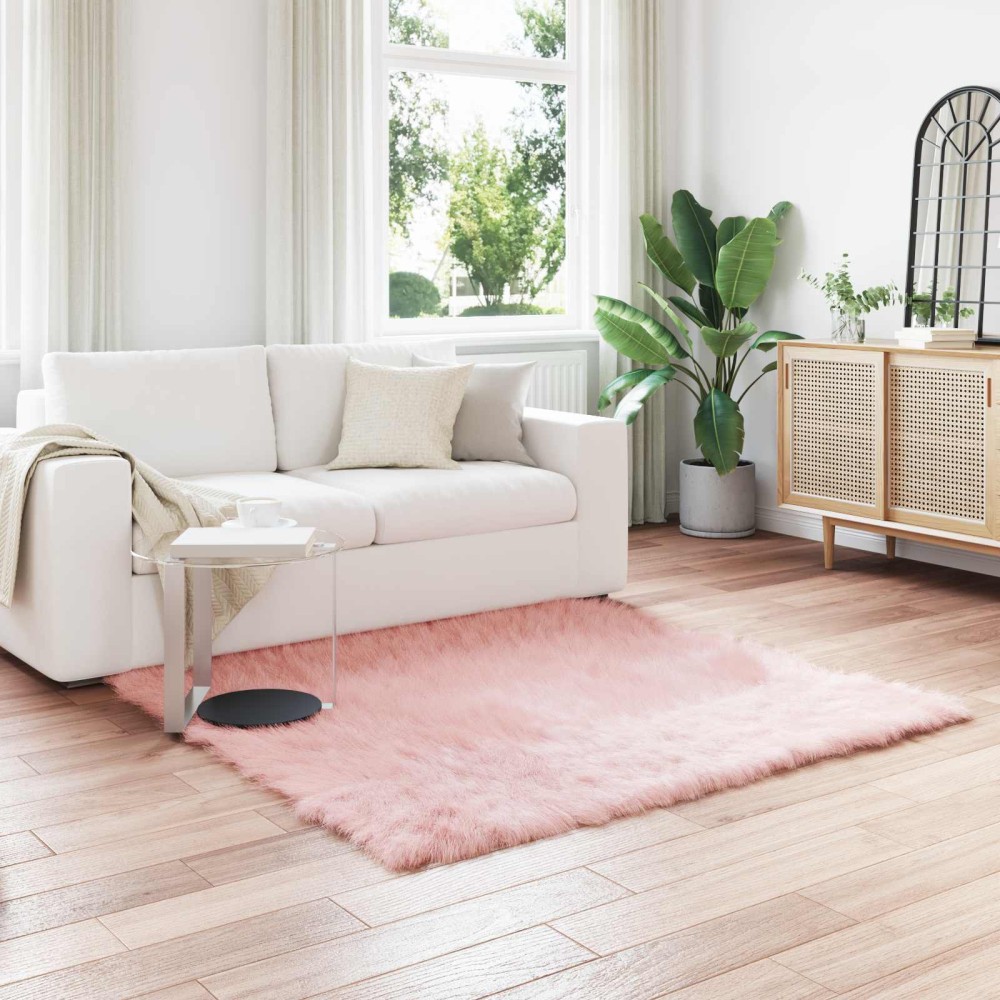 vidaXL Χαλί από τεχνητό πρόβειο δέρμα TAFALLA Ροζ 160 x 160 cm