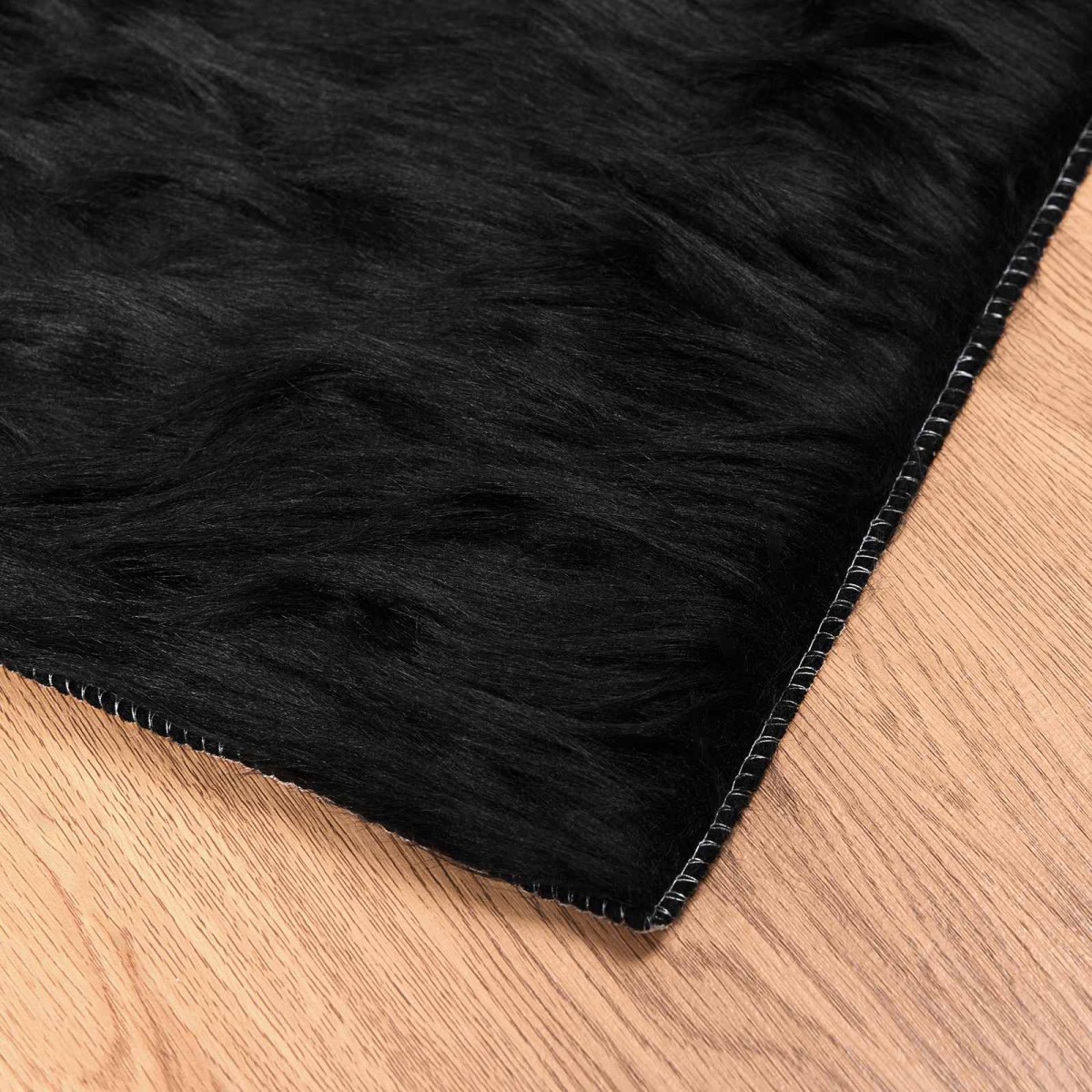 vidaXL Χαλί από τεχνητό πρόβειο δέρμα TAFALLA Μαύρο 80 x 200 cm