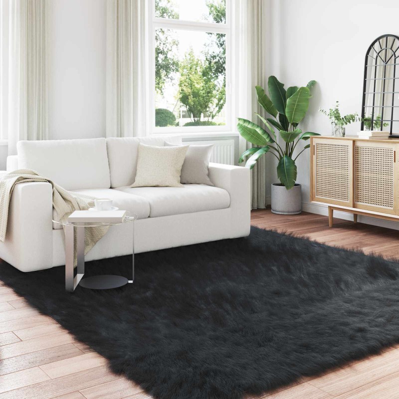 vidaXL Χαλί από τεχνητό πρόβειο δέρμα TAFALLA Μαύρο 240 x 240 cm
