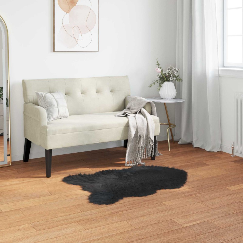 vidaXL Χαλί από τεχνητό πρόβειο δέρμα TAFALLA Μαύρο 60 x 90 cm