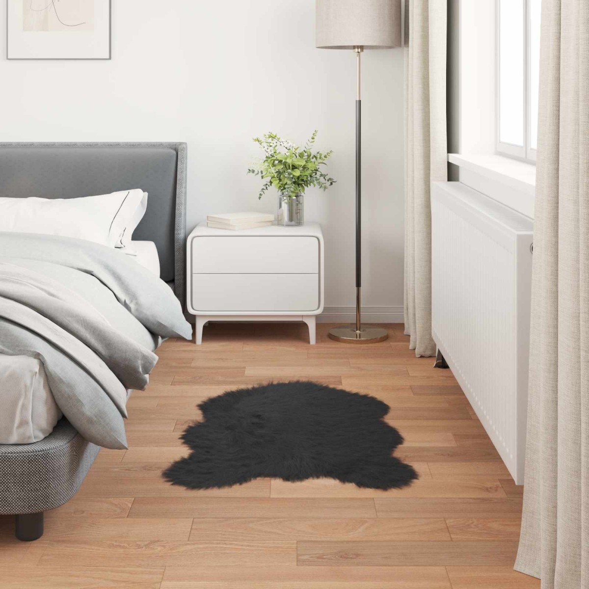 vidaXL Χαλί από τεχνητό πρόβειο δέρμα TAFALLA Μαύρο 80 x 120 cm