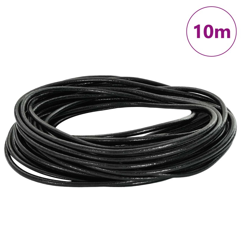 vidaXL Δερμάτινο σχοινί 1 Μαύρο Ø2,5 χιλ. x 10 μ. Δέρμα