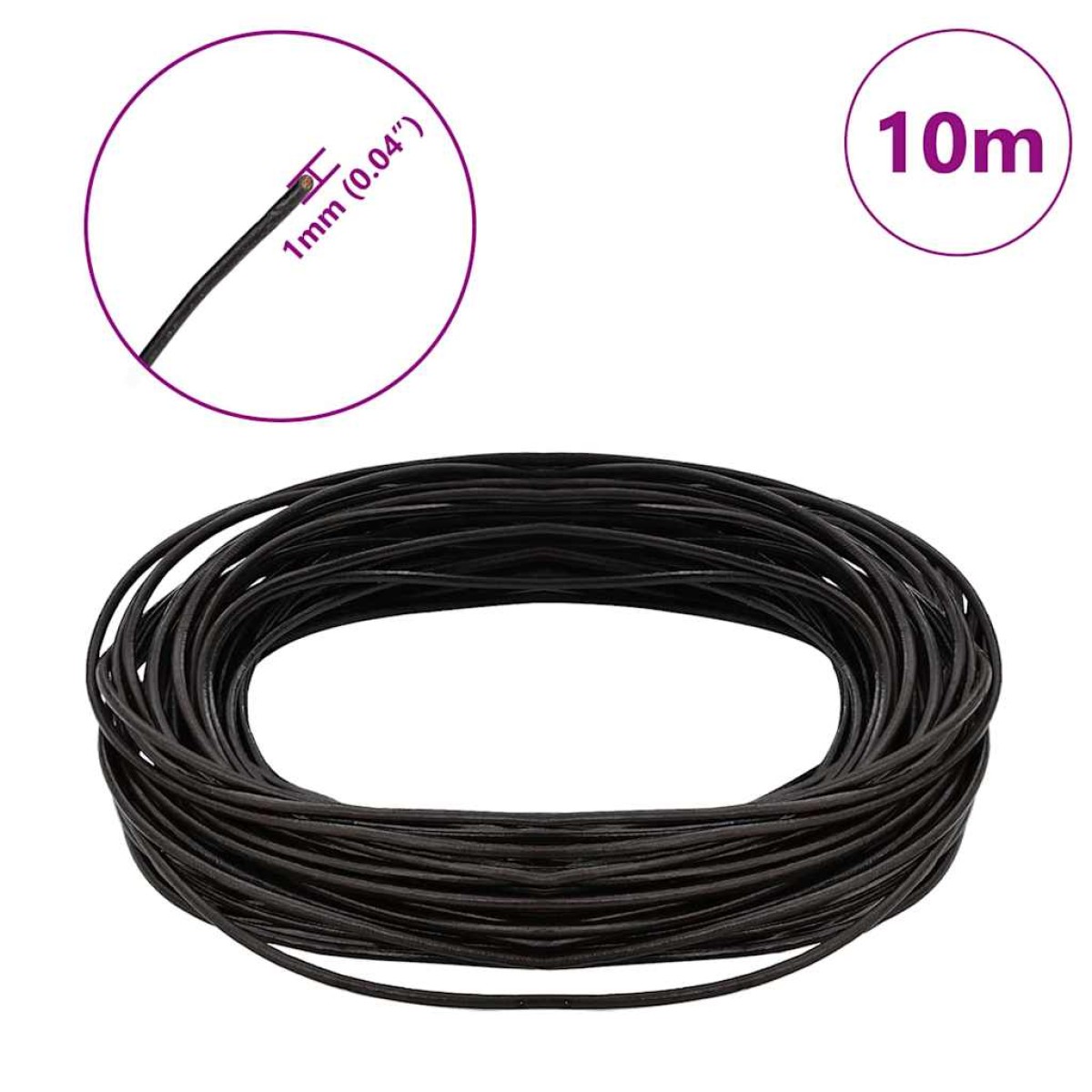 vidaXL Δερμάτινο σχοινί 1 Σκούρο Καφέ Ø1 χιλ. x 10 μ. Δέρμα