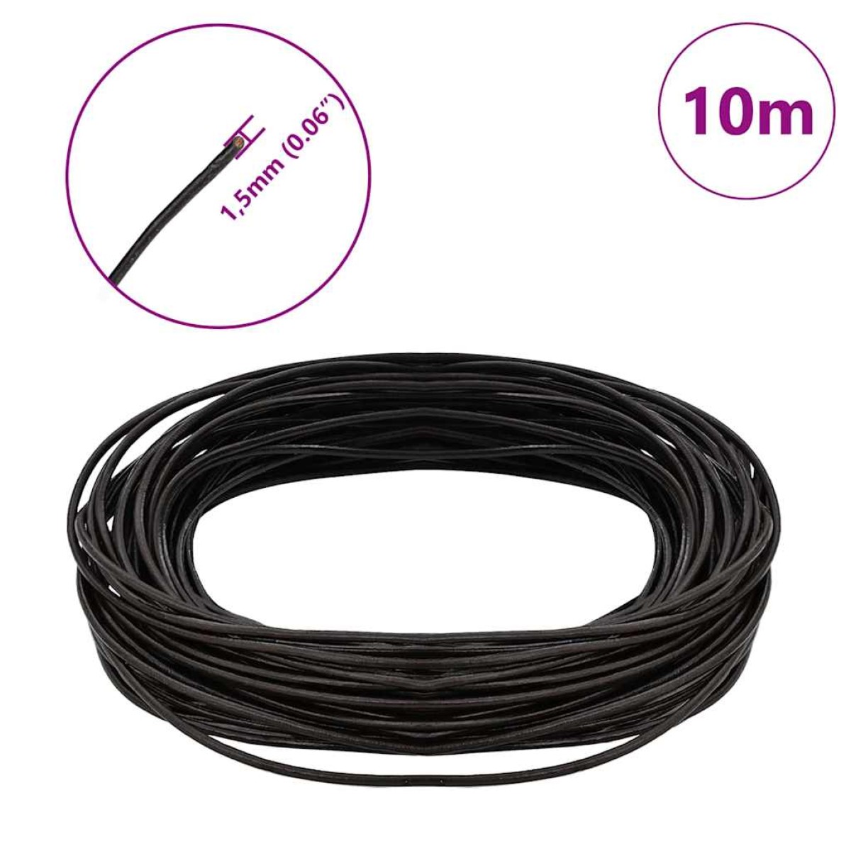 vidaXL Δερμάτινο σχοινί 1 Σκούρο Καφέ Ø1,5 χιλ. x 10 μ. Δέρμα