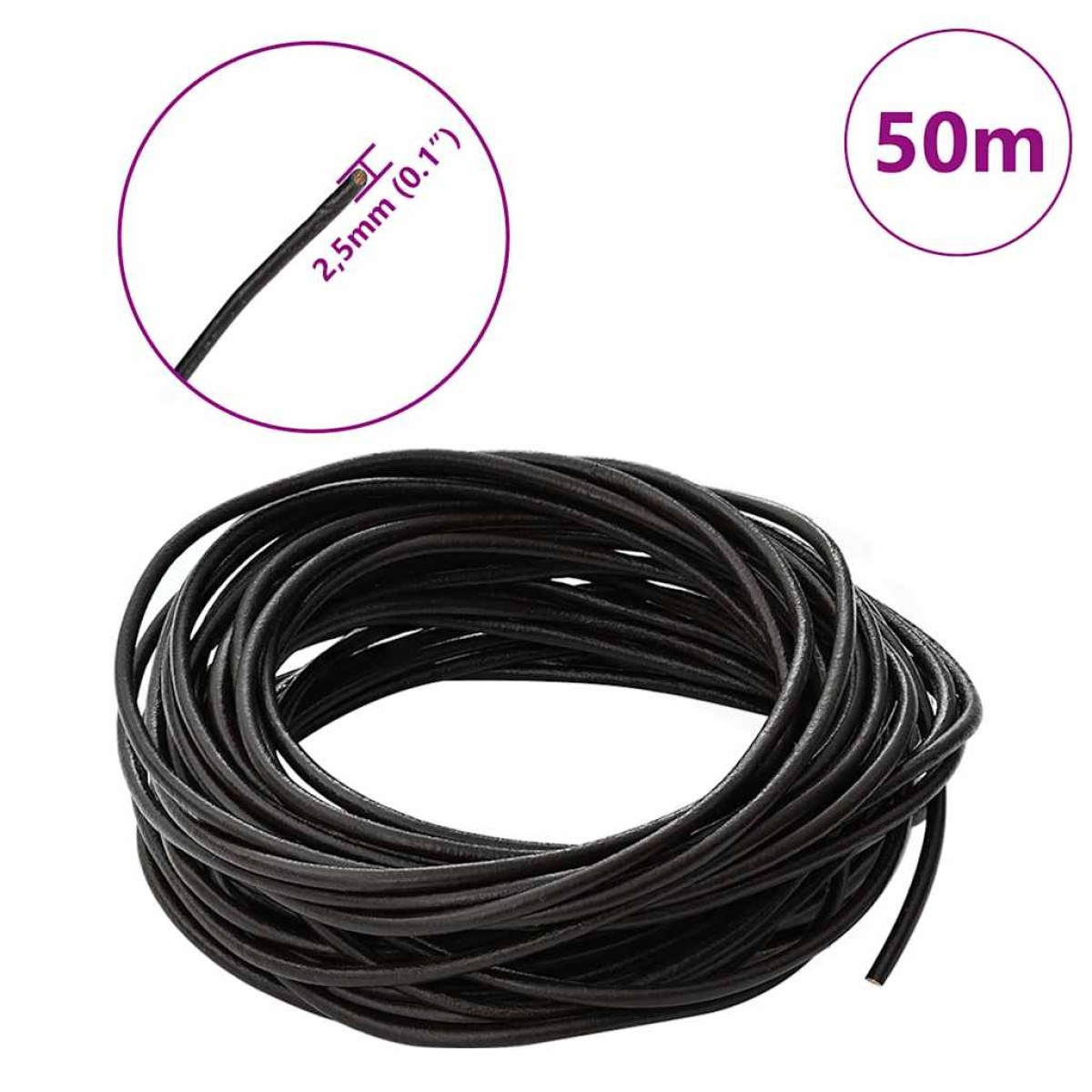 vidaXL Δερμάτινο σχοινί 1 Σκούρο Καφέ Ø2,5 χιλ. x 50 μ. Δέρμα