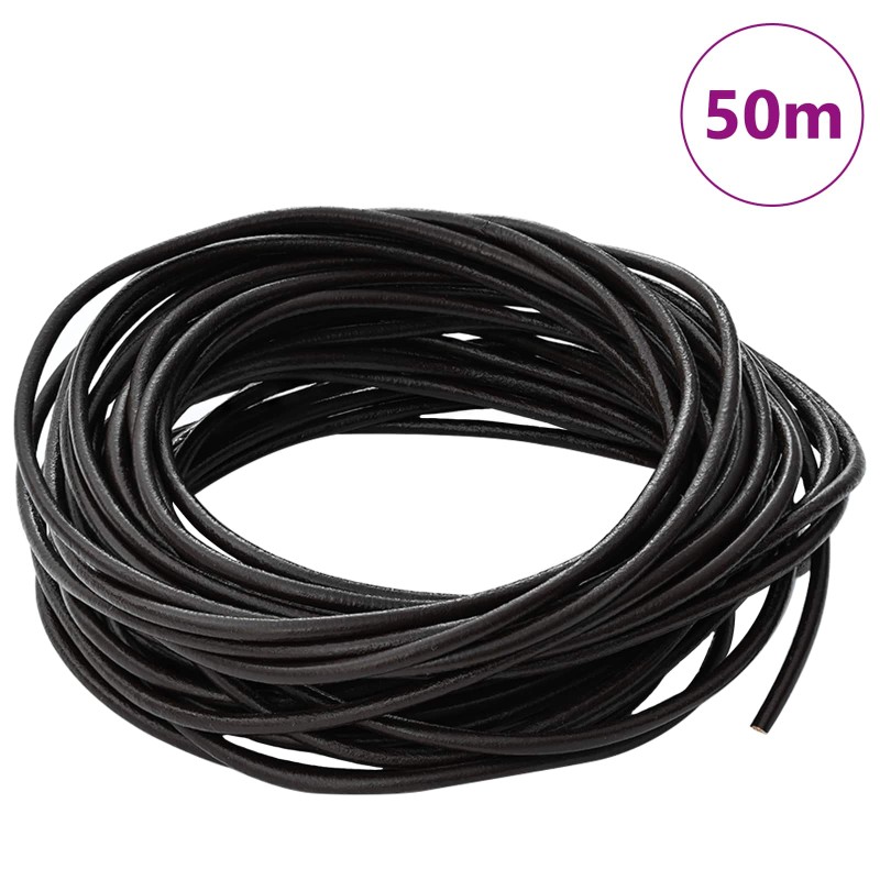 vidaXL Δερμάτινο σχοινί 1 Σκούρο Καφέ Ø3 χιλ. x 50 μ. Δέρμα