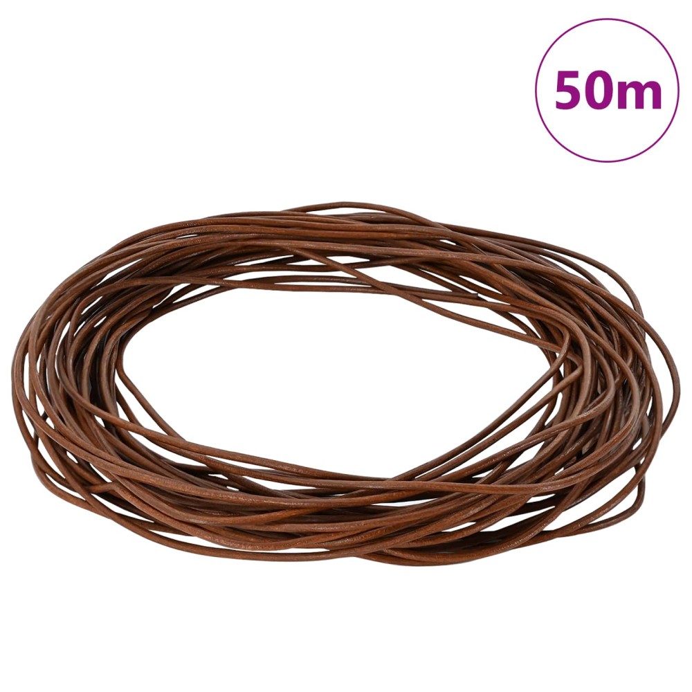 vidaXL Δερμάτινο σχοινί 1 Ανοιχτό καφέ Ø1,5 χιλ. x 50 μ. Δέρμα