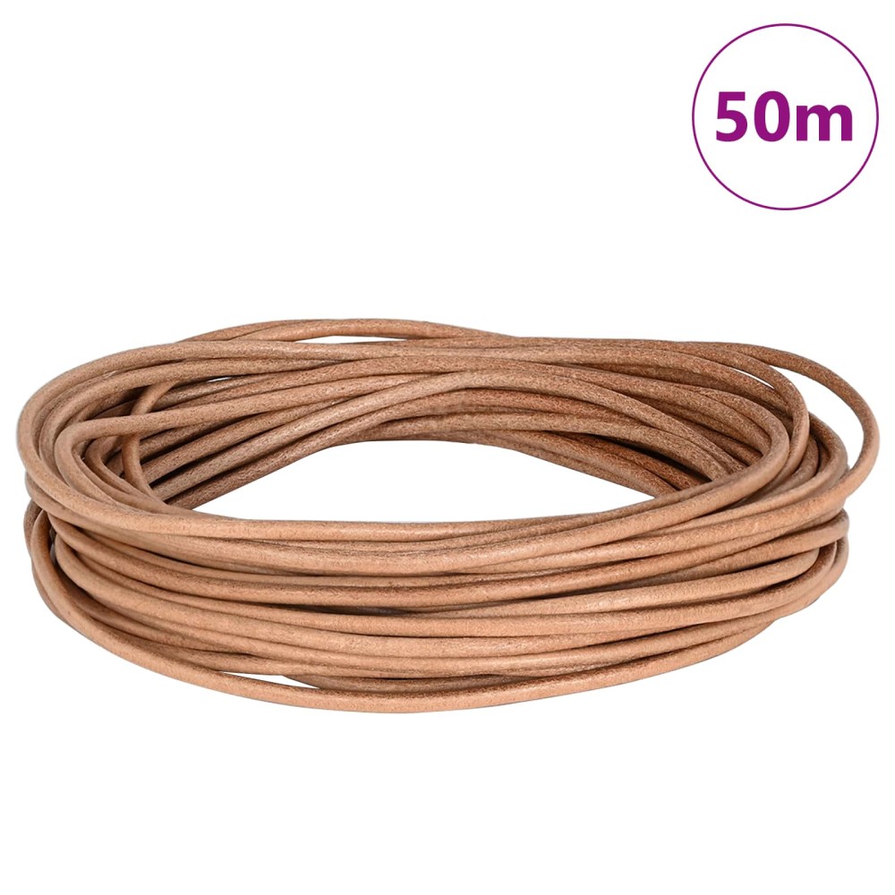vidaXL Δερμάτινο σχοινί 1 Καφέ Ø2,5 χιλ. x 50 μ. Δέρμα