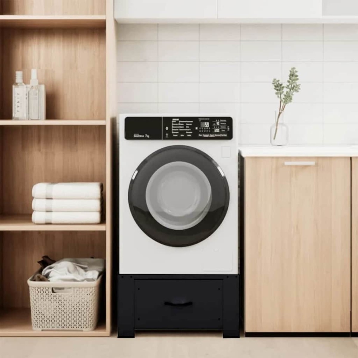 vidaXL Βάση Πλυντηρίου Ρούχων Μαύρο 64 x 55 x 32,5 εκ Ατσάλι