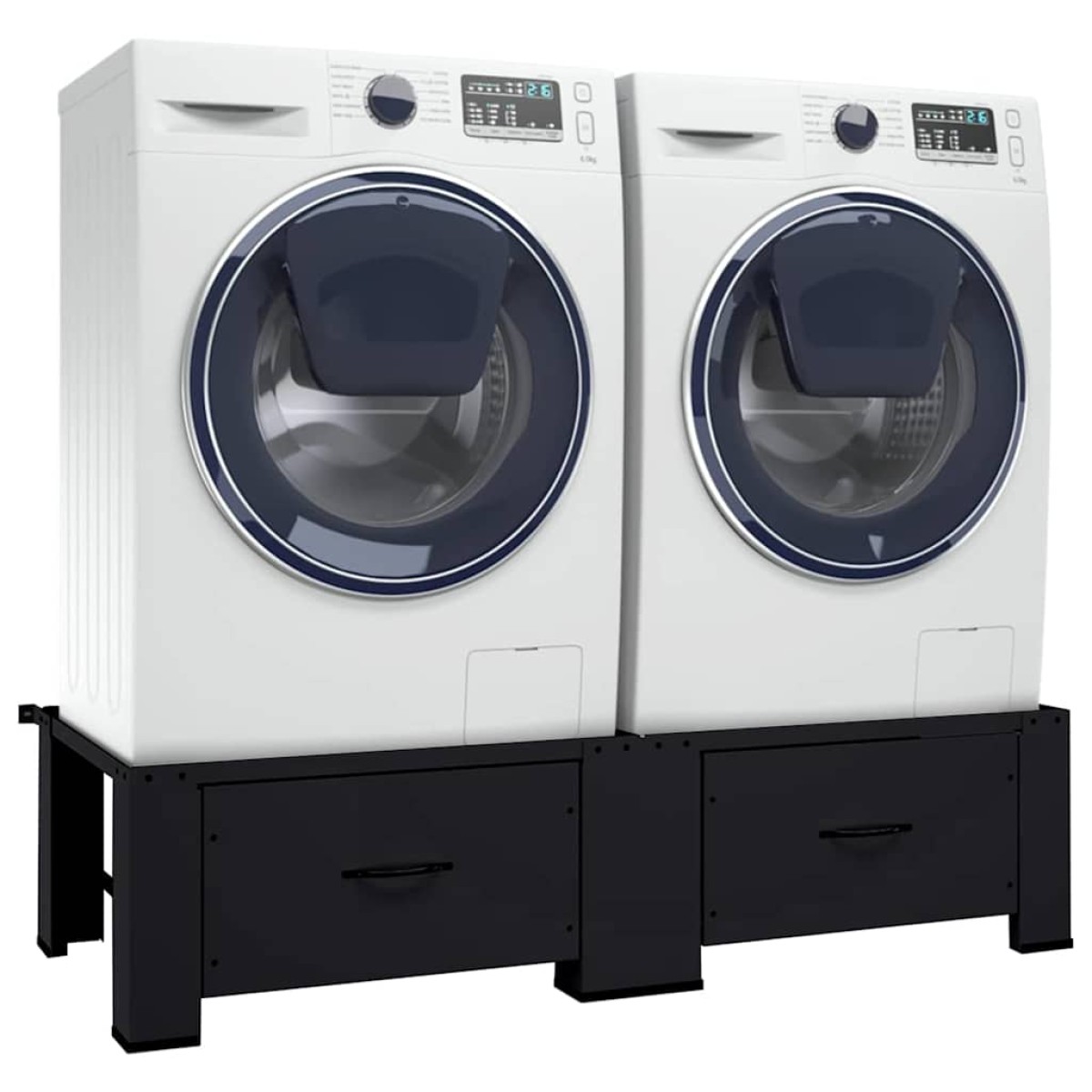 vidaXL Βάση Πλυντηρίου Ρούχων 2 τμχ. Μαύρο 127 x 54,5 x 32,5 εκ Ατσάλι