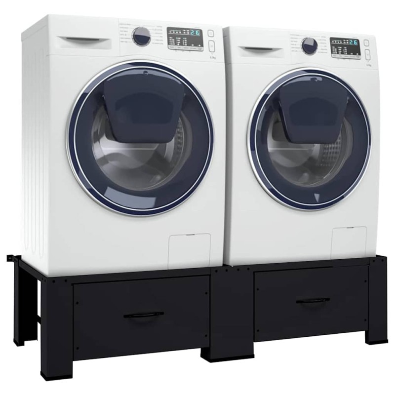 vidaXL Βάση Πλυντηρίου Ρούχων 2 τμχ. Μαύρο 127 x 54,5 x 32,5 εκ Ατσάλι