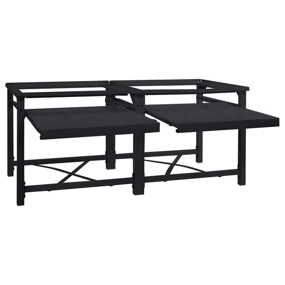 vidaXL Βάση Πλυντηρίου Ρούχων 2 pcs Μαύρο 120 x 56 x 52 εκ Ατσάλι