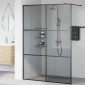 vidaXL Τοίχος Ντους Walk-in Μαύρο 140 x 195 cm σκληρυμένο γυαλί