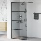 vidaXL Τοίχος Ντους Walk-in Μαύρο 100 x 195 cm σκληρυμένο γυαλί