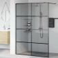 vidaXL Τοίχος Ντους Walk-in Μαύρο 140 x 195 cm σκληρυμένο γυαλί