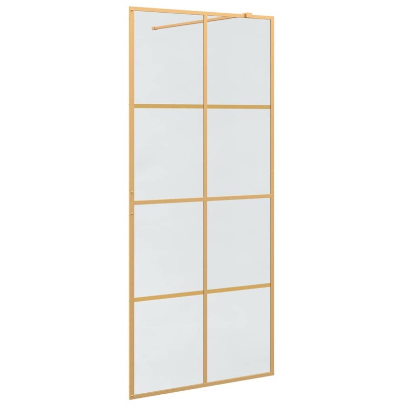 vidaXL Τοίχος Ντους Walk-in Χρυσό 90 x 195 cm σκληρυμένο γυαλί