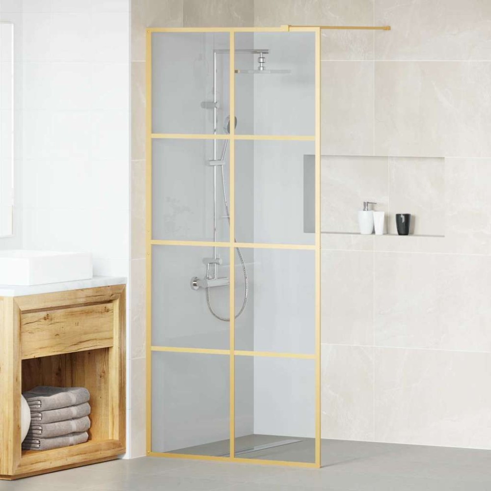 vidaXL Τοίχος Ντους Walk-in Χρυσό 90 x 195 cm σκληρυμένο γυαλί