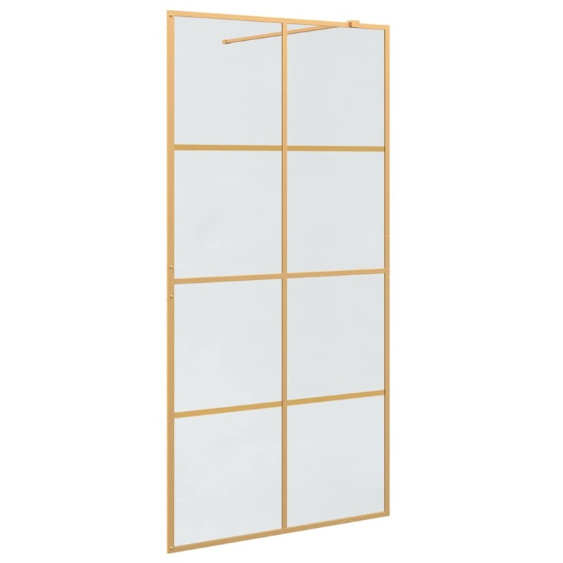 vidaXL Τοίχος Ντους Walk-in Χρυσό 100 x 195 cm σκληρυμένο γυαλί