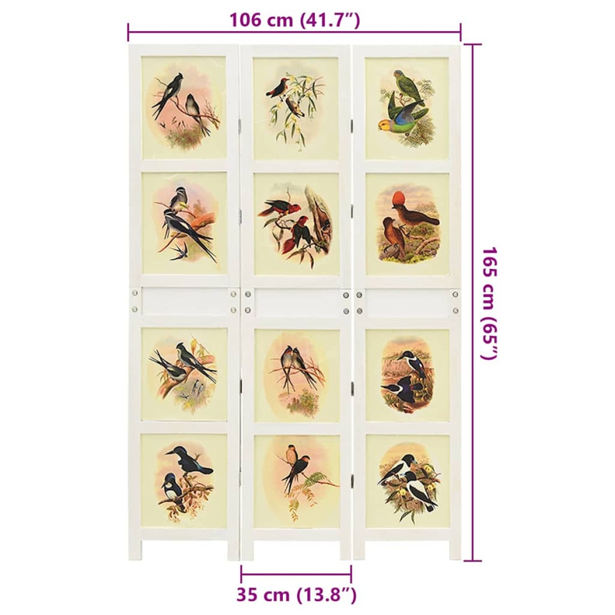 vidaXL Ρομδιβίδερ Πάνελ Λευκό 106 x 165 εκ. MDF