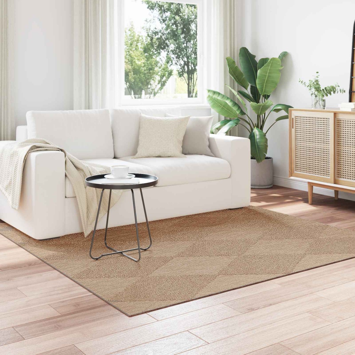 vidaXL Χαλιά χώρου τετράγωνο AGIRA Φυσικό 120 x 120 cm Πολυεστέρας