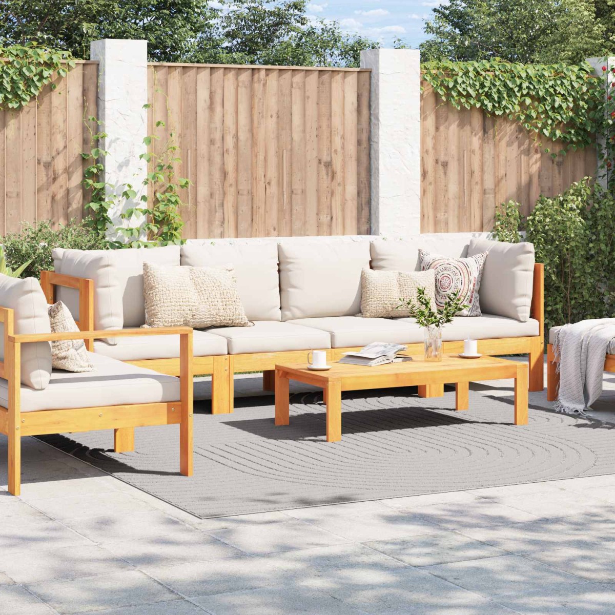 vidaXL Χαλιά χώρου τετράγωνο PALMERAS Κρεμ 240 x 240 cm Πολυεστέρας
