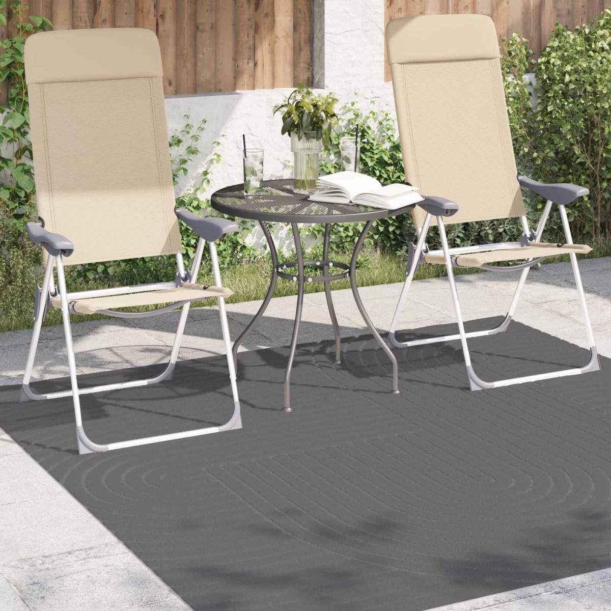 vidaXL Χαλιά χώρου τετράγωνο PALMERAS Ανθρακί 200 x 200 cm Πολυεστέρας