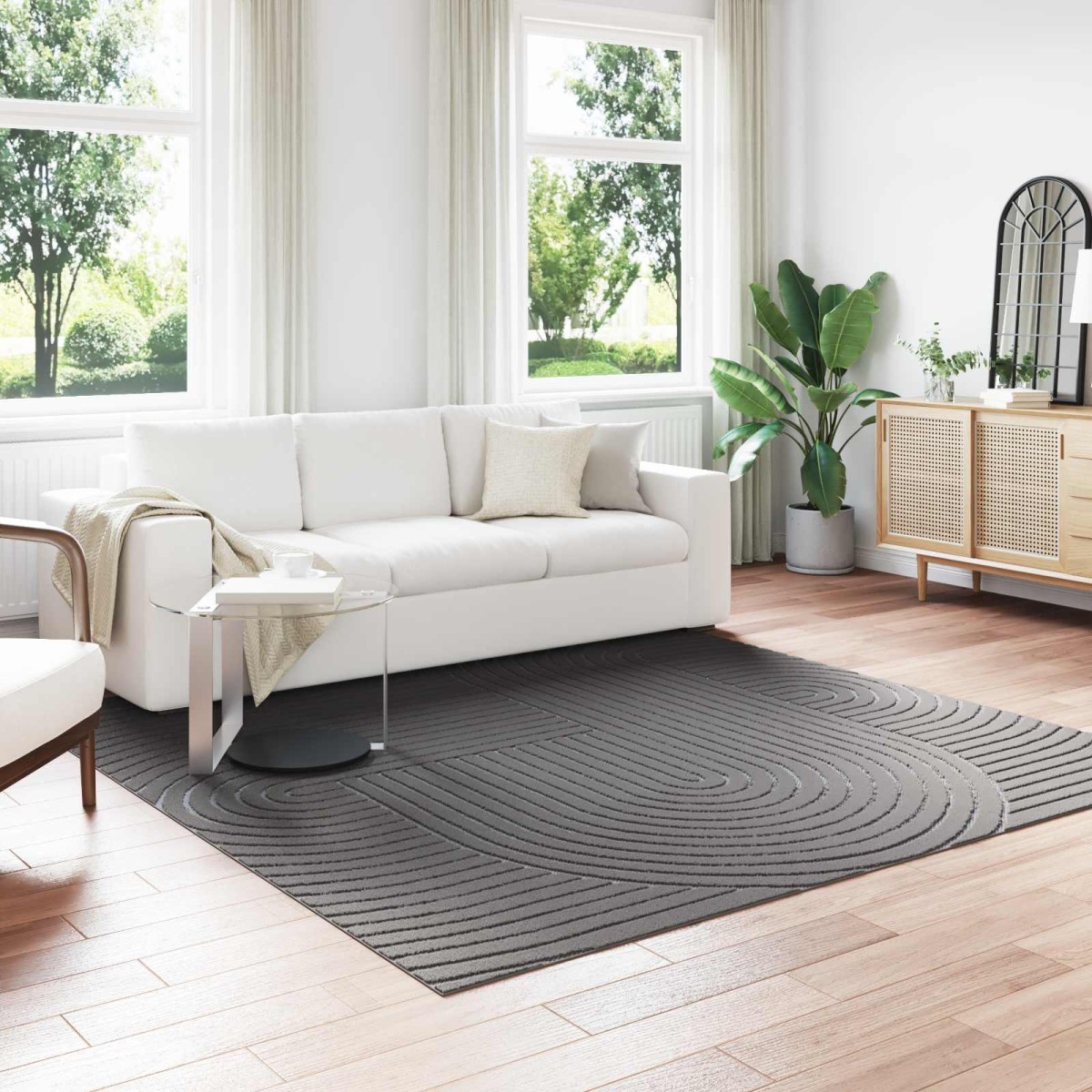 vidaXL Χαλιά χώρου τετράγωνο PALMERAS Ανθρακί 240 x 240 cm Πολυεστέρας