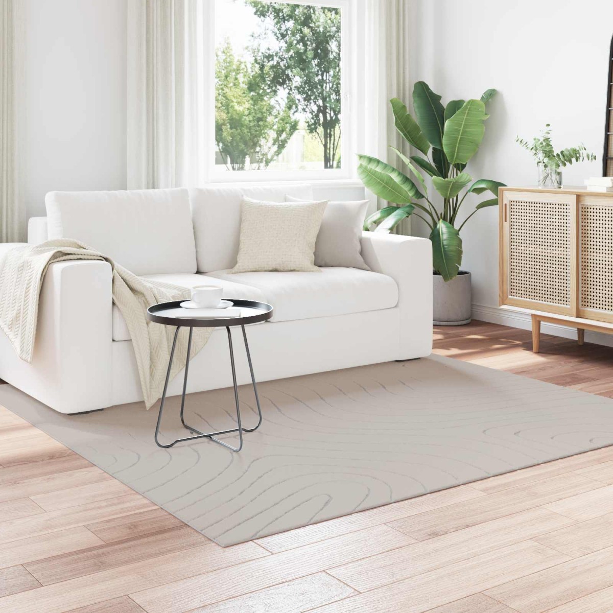 vidaXL Χαλιά χώρου τετράγωνο PALMERAS Κρεμ 120 x 120 cm Πολυεστέρας