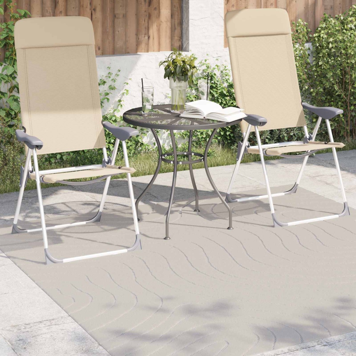 vidaXL Χαλιά χώρου τετράγωνο PALMERAS Κρεμ 120 x 120 cm Πολυεστέρας