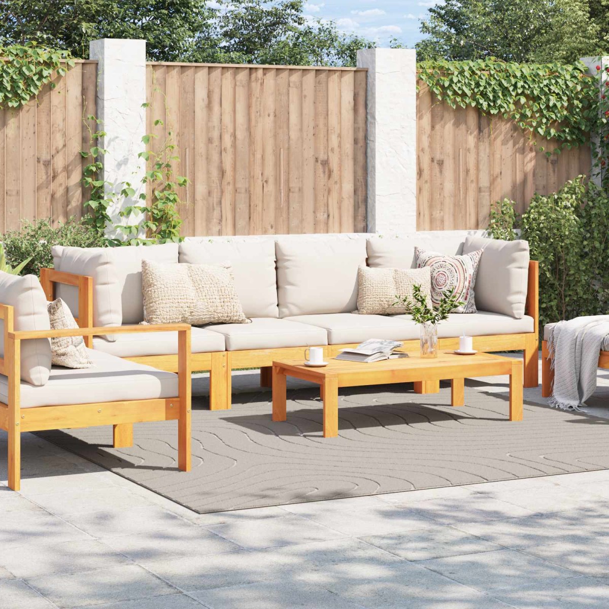 vidaXL Χαλιά χώρου τετράγωνο PALMERAS Κρεμ 240 x 240 cm Πολυεστέρας