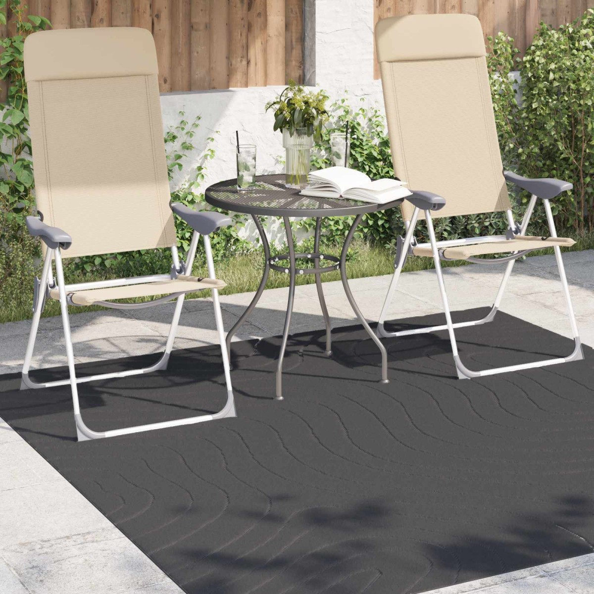 vidaXL Χαλιά χώρου τετράγωνο PALMERAS Ανθρακί 120 x 120 cm Πολυεστέρας