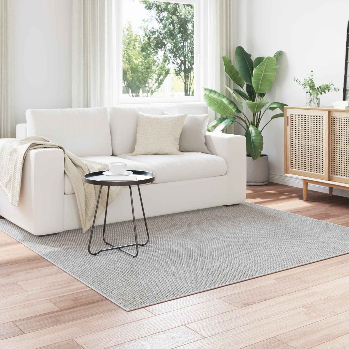 vidaXL Χαλιά χώρου τετράγωνο LUGO Κρεμ 200 x 200 cm Πολυεστέρας