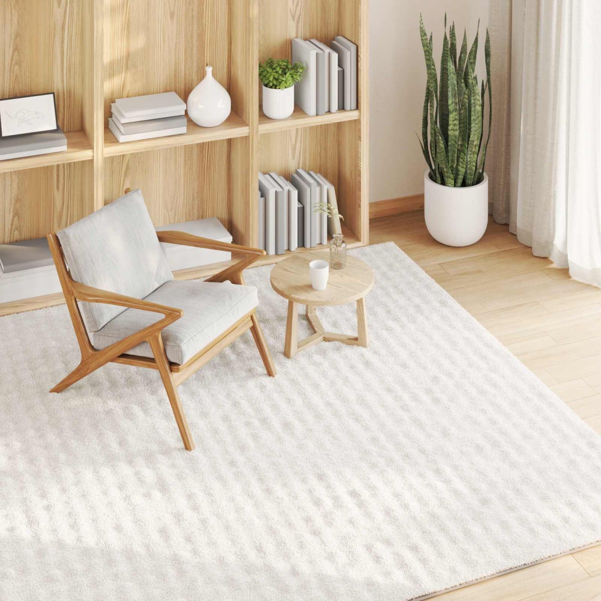 vidaXL Χαλιά χώρου τετράγωνο SIROLO Κρεμ 120 x 120 cm Πολυεστέρας
