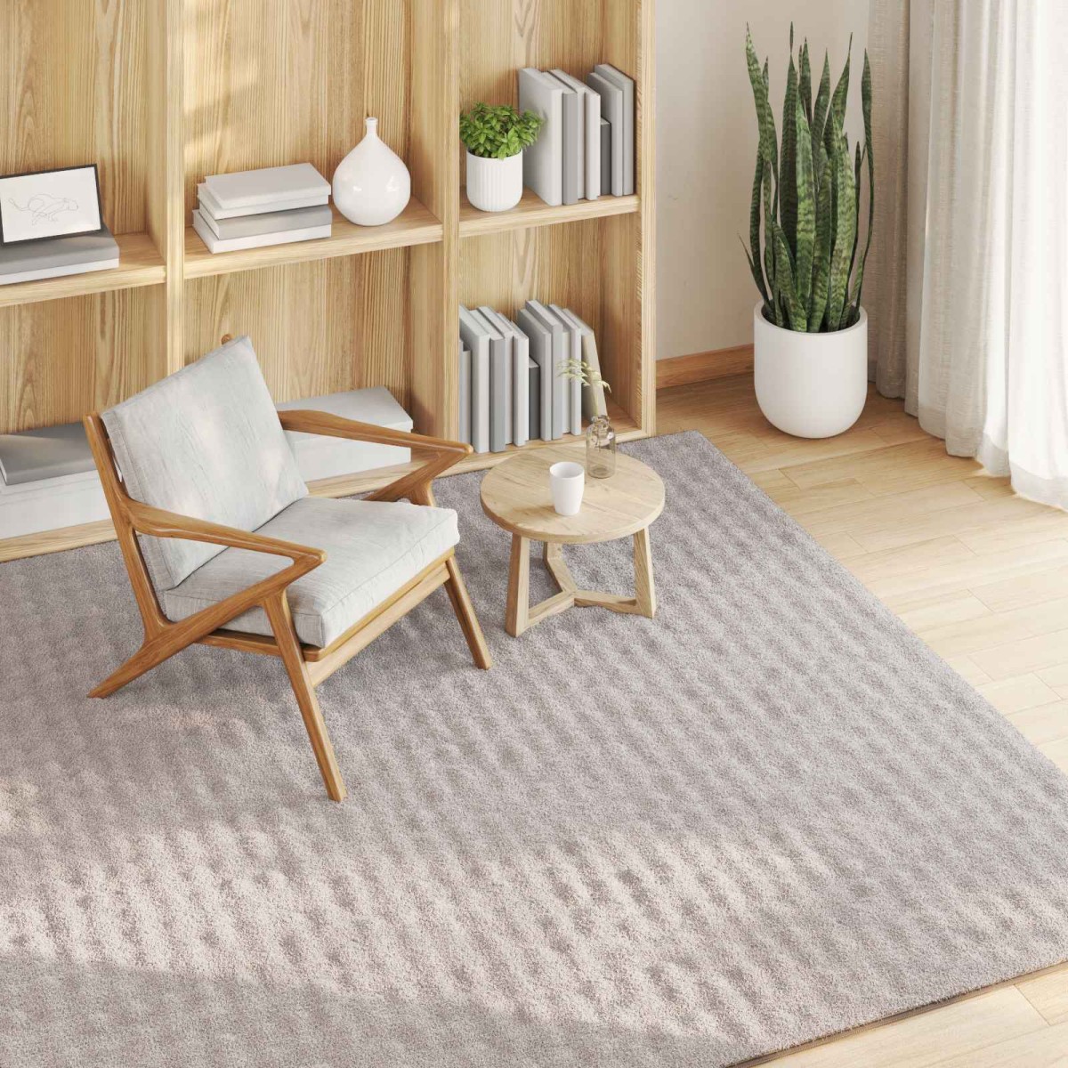 vidaXL Χαλιά χώρου τετράγωνο SIROLO Άμμος 200 x 200 cm Πολυεστέρας
