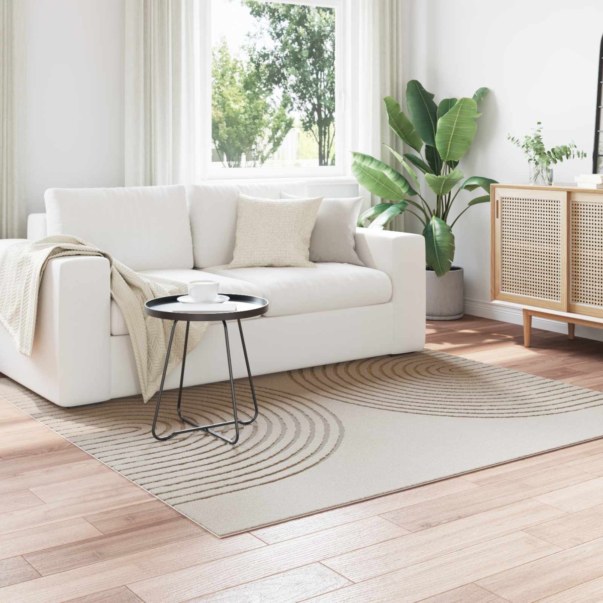 vidaXL Χαλιά χώρου τετράγωνο GALATI Κρεμ 120 x 120 cm Πολυεστέρας