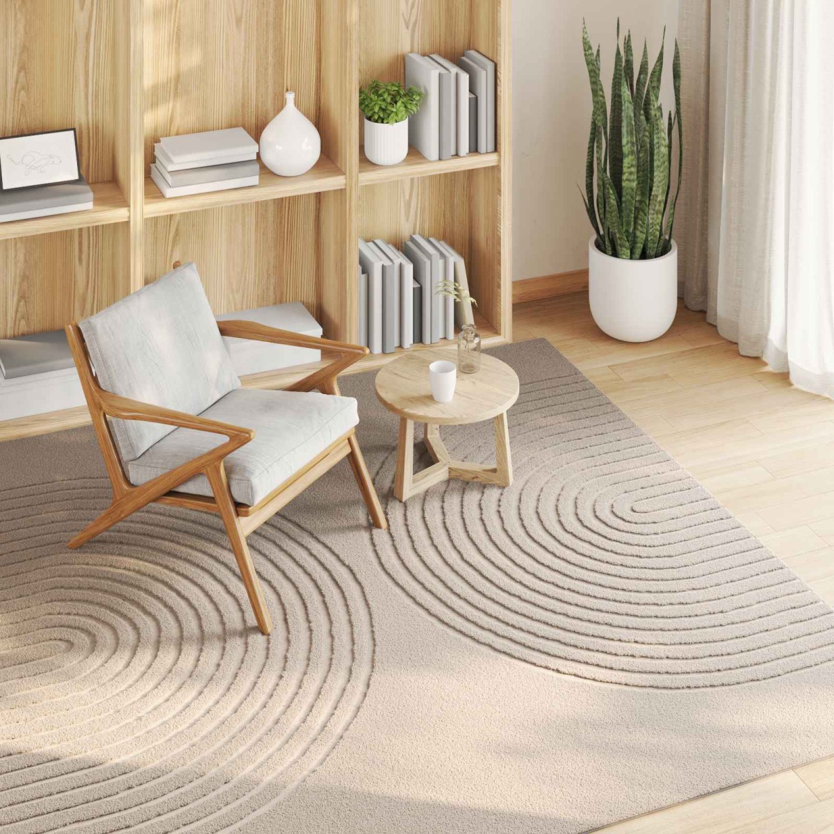 vidaXL Χαλιά χώρου τετράγωνο GALATI Μπεζ 120 x 120 cm Πολυεστέρας