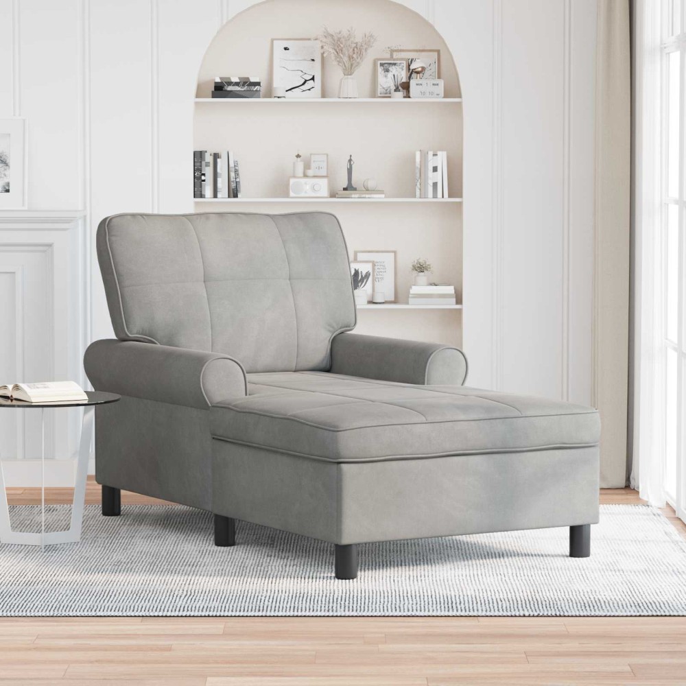 vidaXL Χαλάρωση με μαξιλάρι Ανοιχτό γκρι 91 x 157 x 91 εκ. Βελούδο