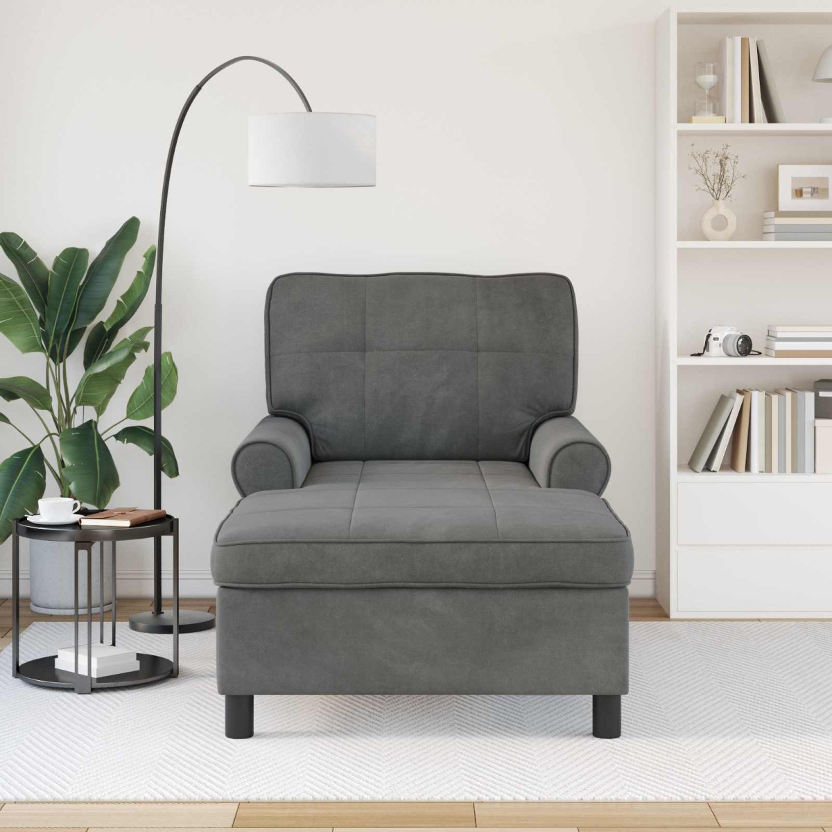 vidaXL Χαλάρωση με μαξιλάρι Σκούρο Γκρι 91 x 157 x 91 εκ. Βελούδο