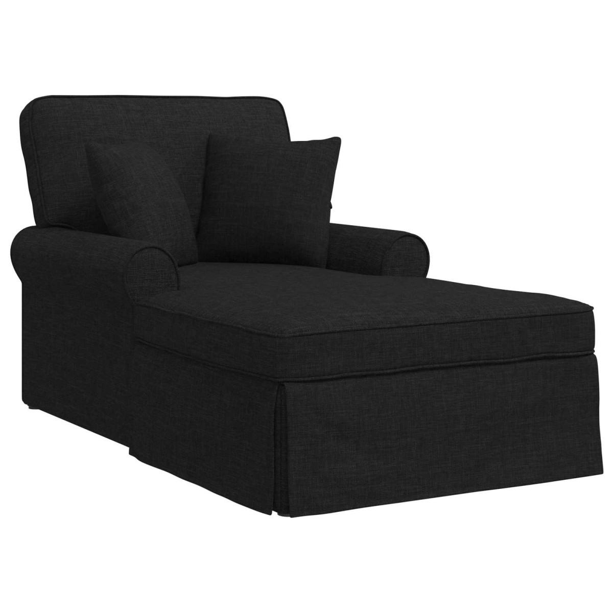 vidaXL Τσέιζ Λαζού με Φούστα 3 τμχ. Μαύρο ύφασμα 91 x 157 x 91 εκ.
