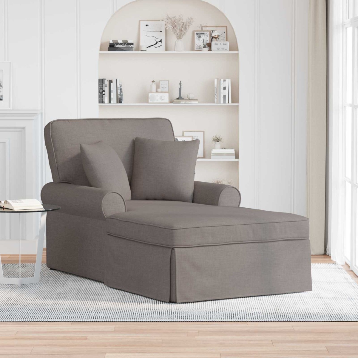 vidaXL Τσέιζ Λαζού με Φούστα 3 τμχ. Taupe ύφασμα 91 x 157 x 91 εκ.
