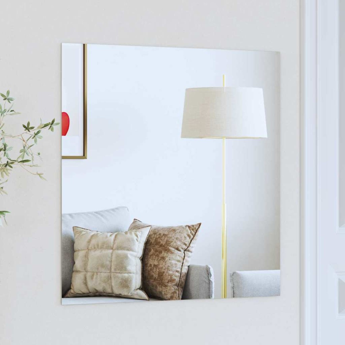 vidaXL Καθρέφτης τοίχου τετράγωνο 60 x 60 cm σκληρυμένο γυαλί
