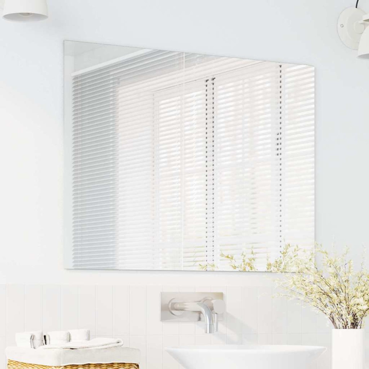 vidaXL Καθρέφτης τοίχου Ορθογώνιος 80 x 60 cm σκληρυμένο γυαλί