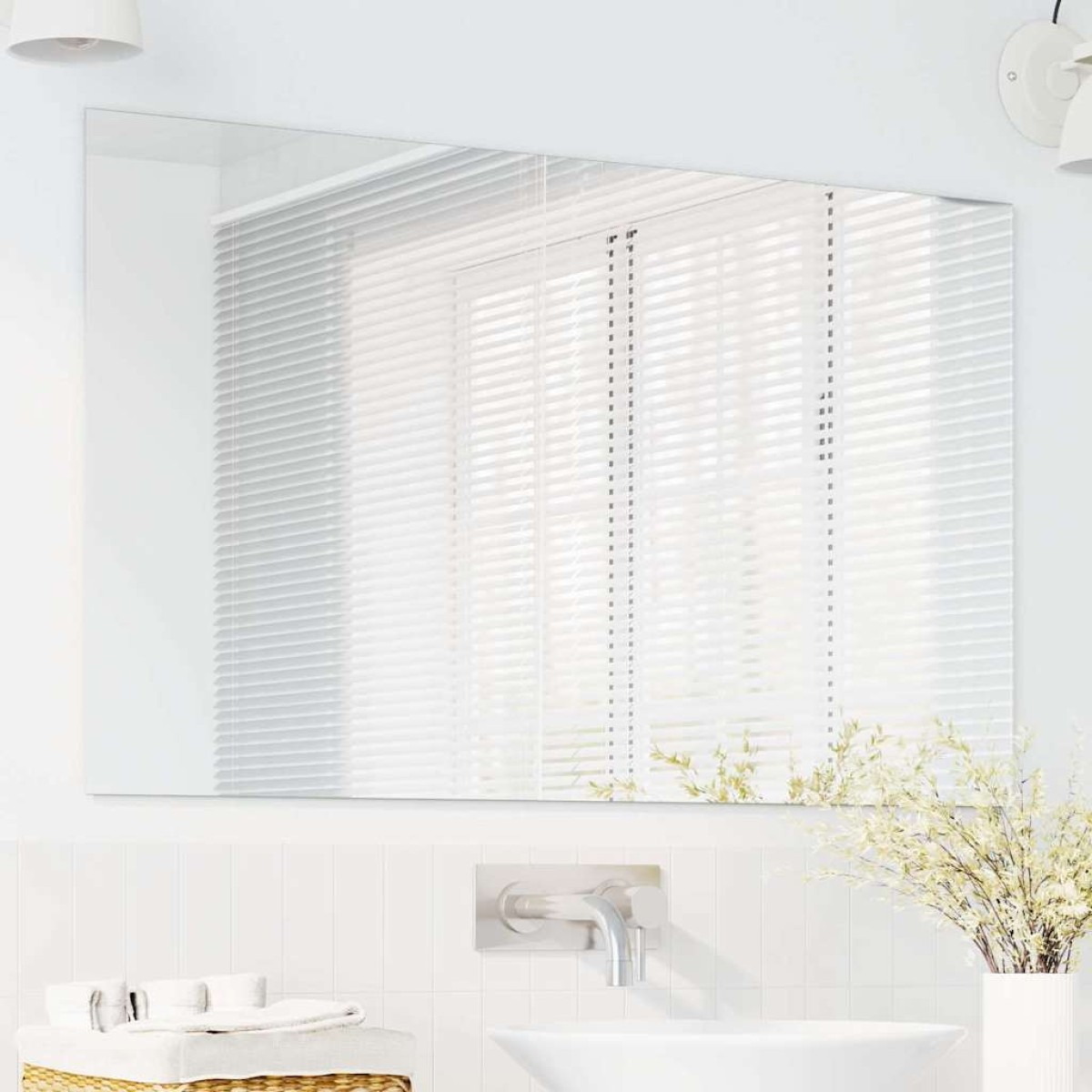 vidaXL Καθρέφτης τοίχου Ορθογώνιος 100 x 60 cm σκληρυμένο γυαλί