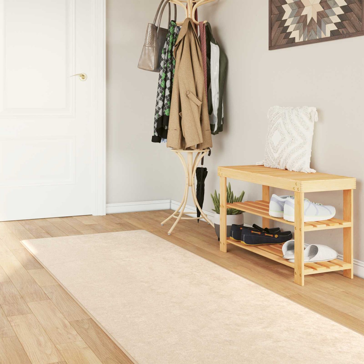 vidaXL Χαλί Runner MARSA Κρεμ 100 x 300 cm Πολυέστερ και PVC