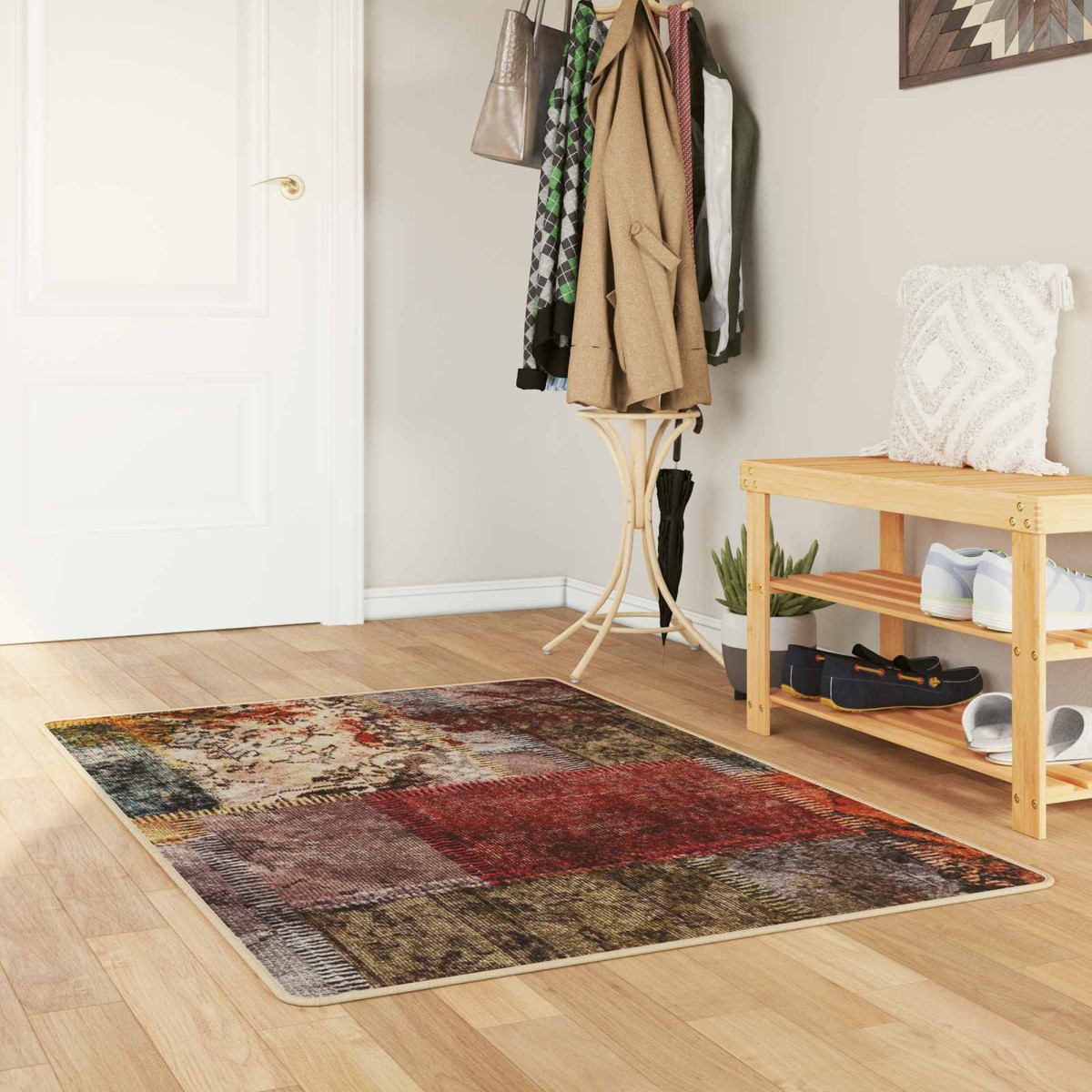 vidaXL Χαλί Runner MARSA Πολύχρωμο 80 x 100 cm Πολυέστερ και PVC