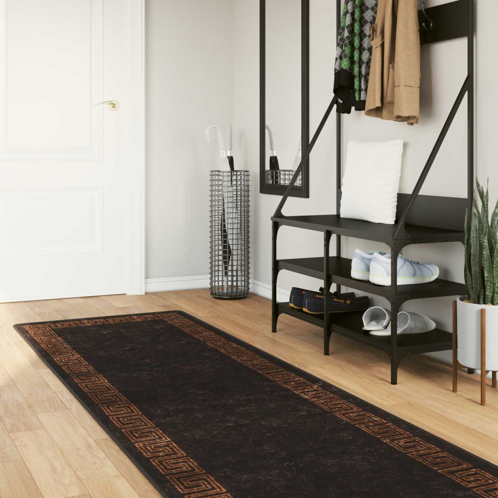 vidaXL Χαλί Runner MARSA Μαύρο 80 x 250 cm Πολυέστερ και PVC